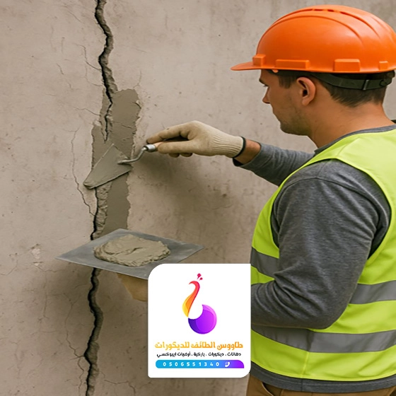 ترميم حائط في الطائف